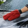 The multi-functional red car wash gloves are soft and fine, providing a comfortable and durable hand feel for car cleaning, waxing and washing details Picture